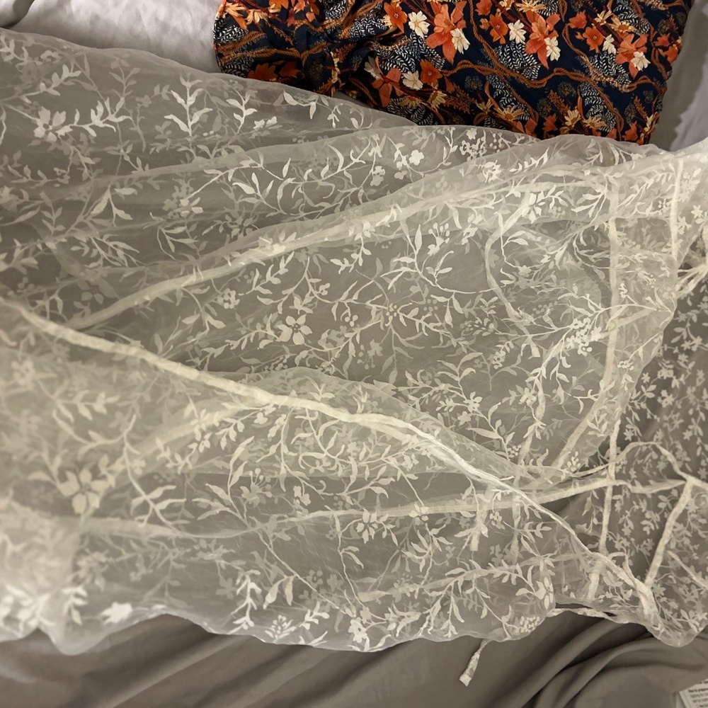 Anthropologie Sheer Duster Robe L Ivory - Picture 2 of 2